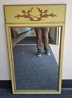 Continental Partial Gilt and Green Painted and Decorated Frame Mirror