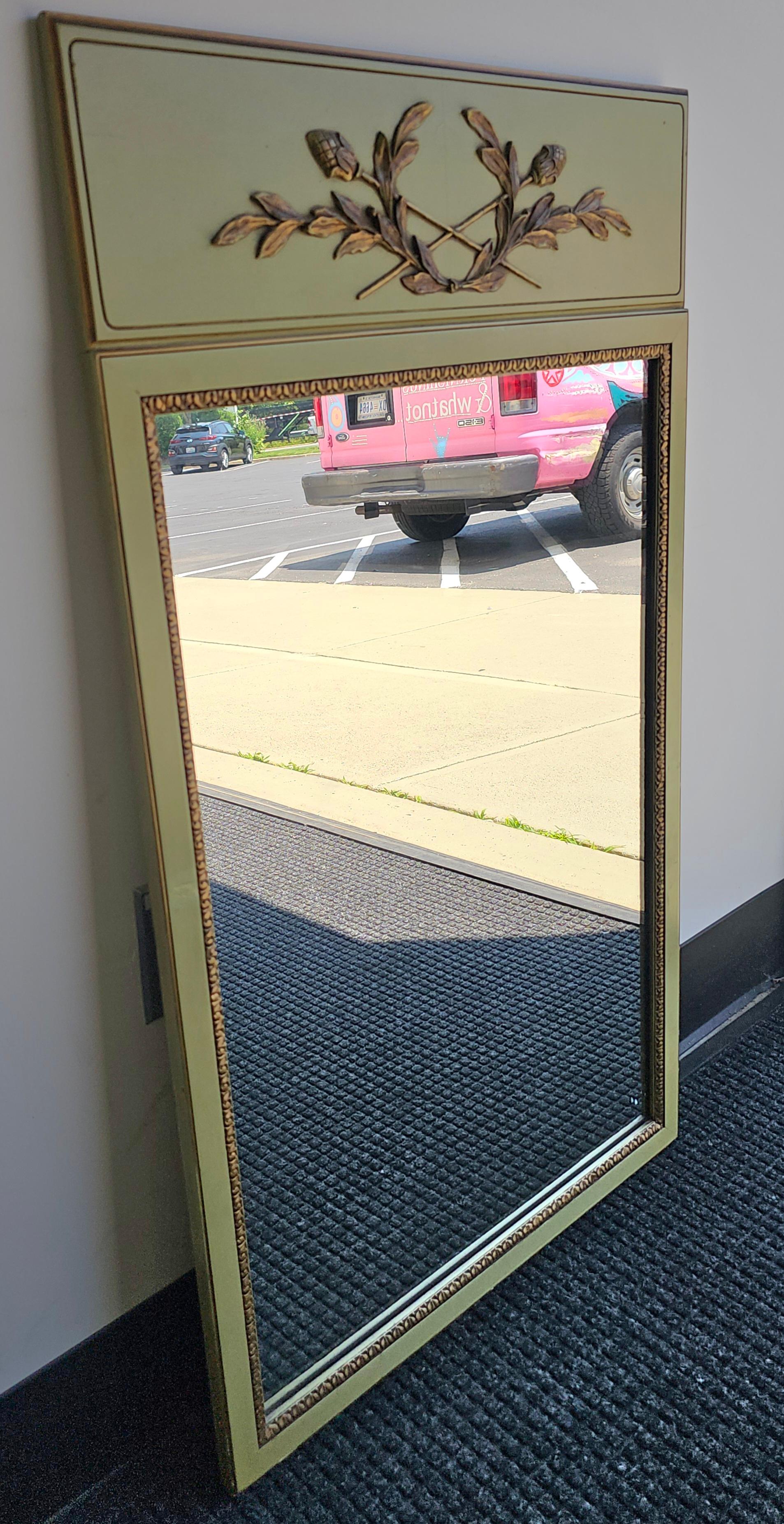 American Continental Partial Gilt and Green Painted and Decorated Frame Mirror For Sale