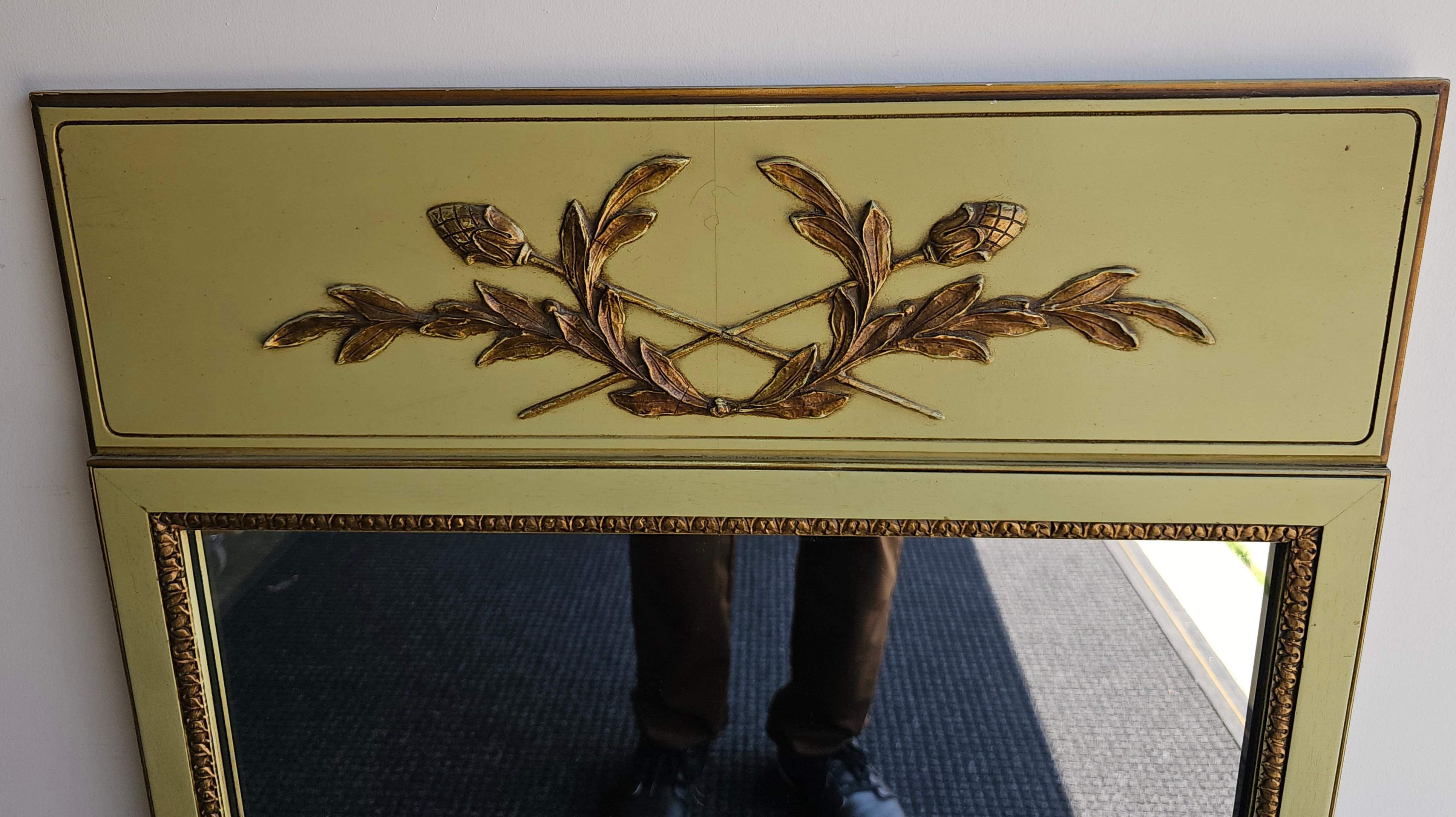 Continental Partial Gilt and Green Painted and Decorated Frame Mirror In Good Condition For Sale In Germantown, MD
