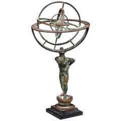 Continental Patinated Bronze Armillary Sphere, 19th Century