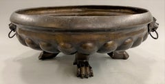 Continental Patinated Bronze Jardiniere with Lions Heads and Paw Feet