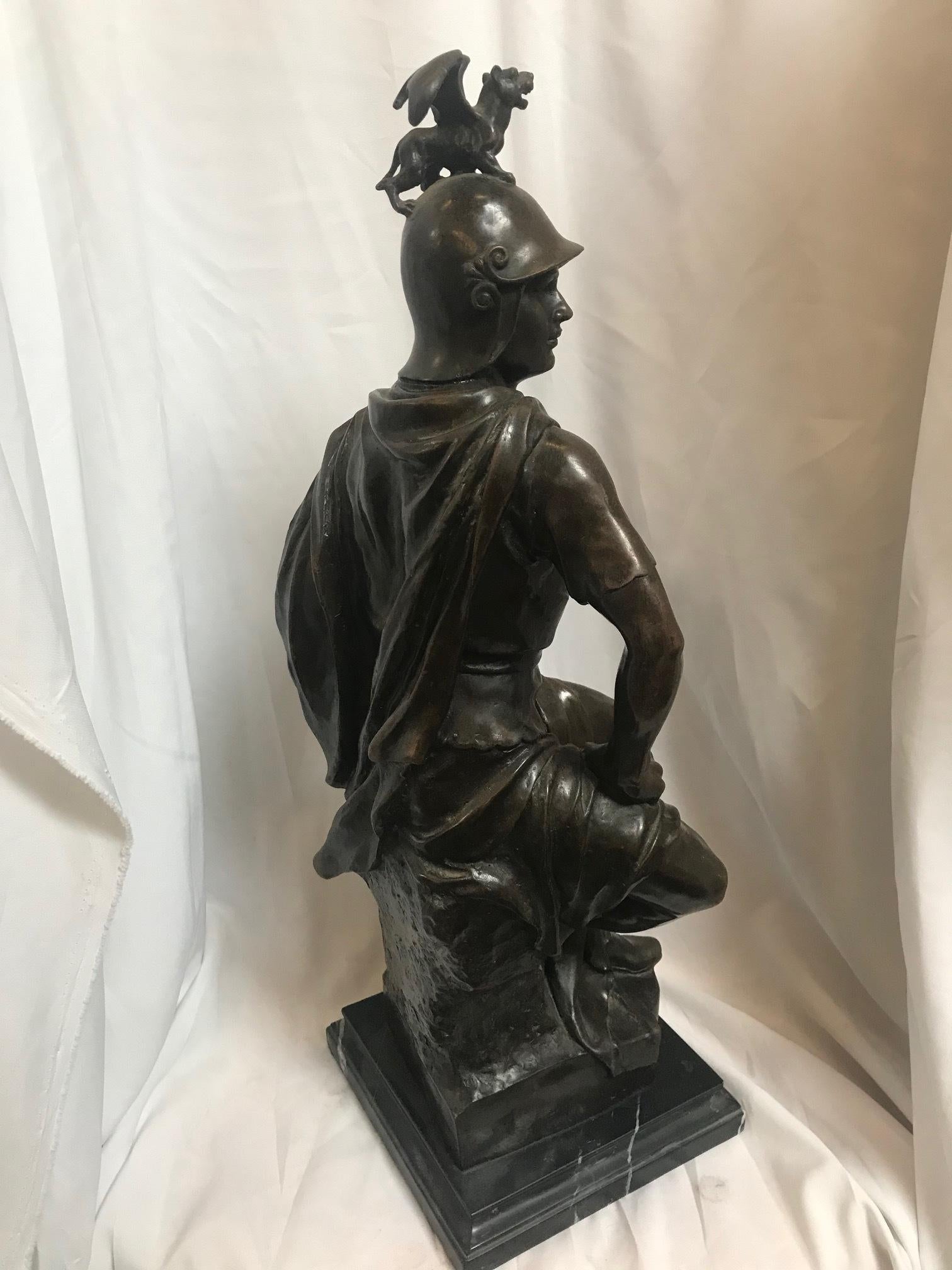 Continental Patinated Bronze Roman Warrior In Good Condition In Cypress, CA
