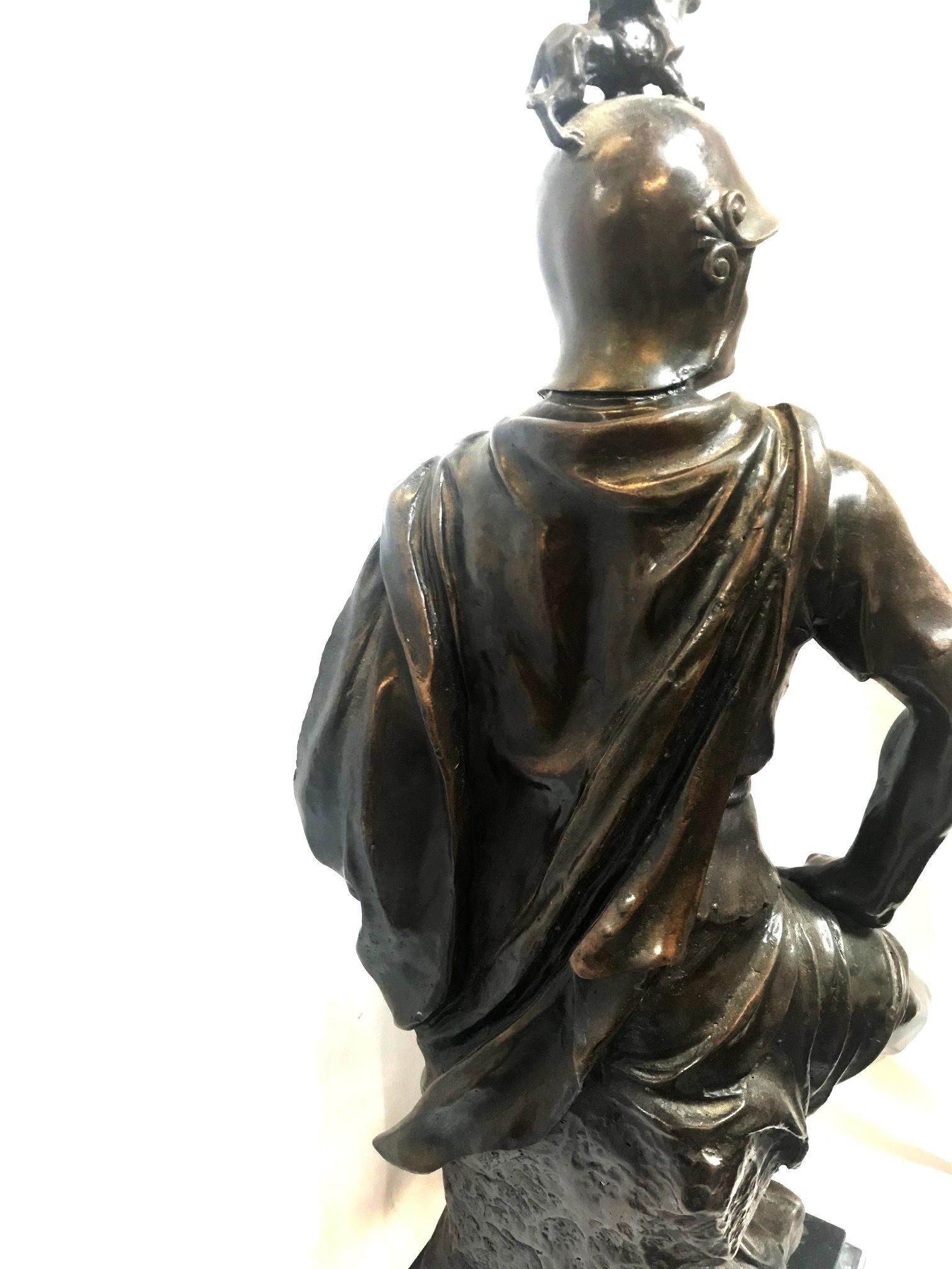 20th Century Continental Patinated Bronze Roman Warrior