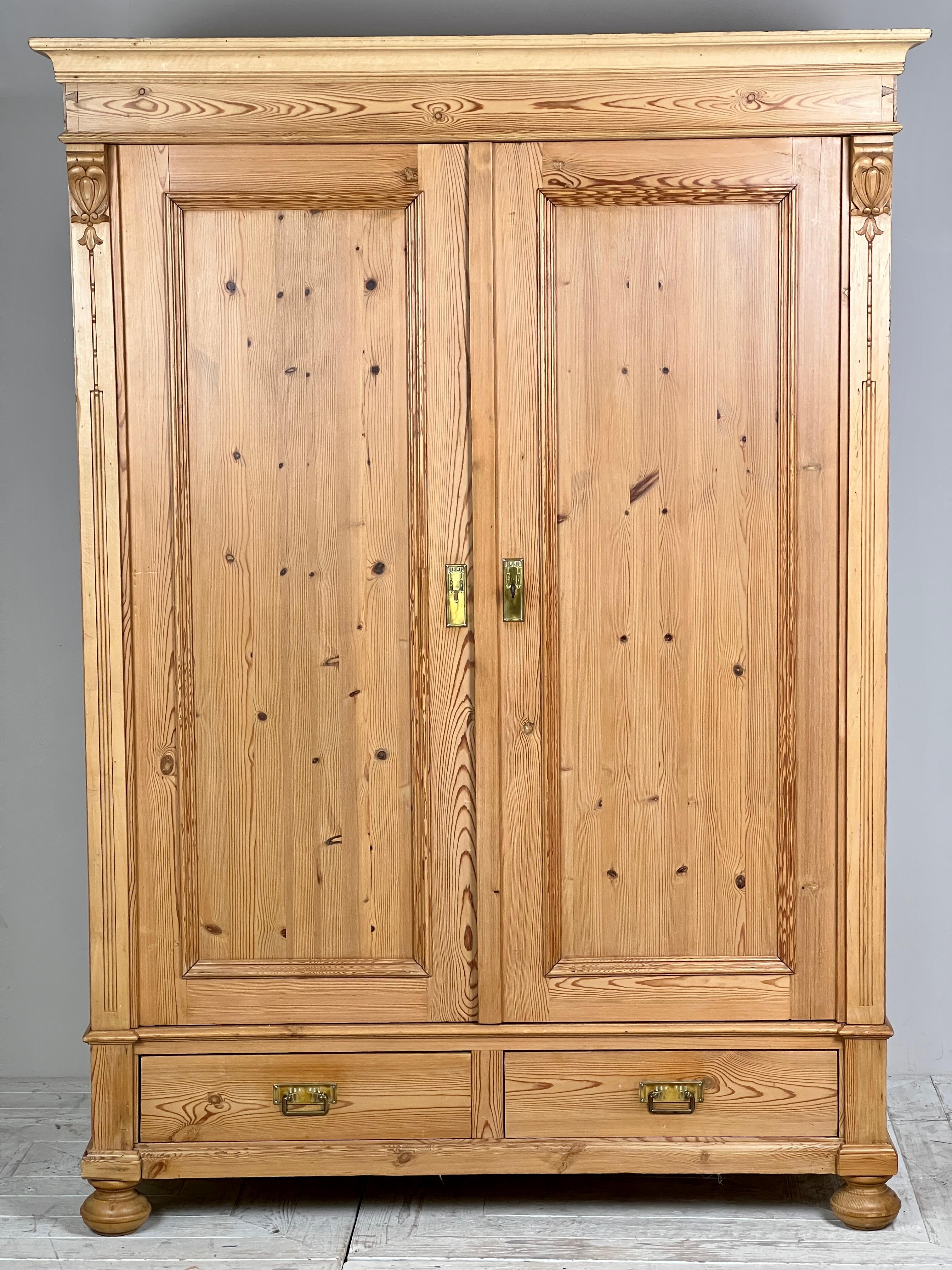 Continental Pine Art Nouveau Knockdown Wardrobe 4