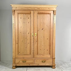 Continental Pine Art Nouveau Knockdown Wardrobe