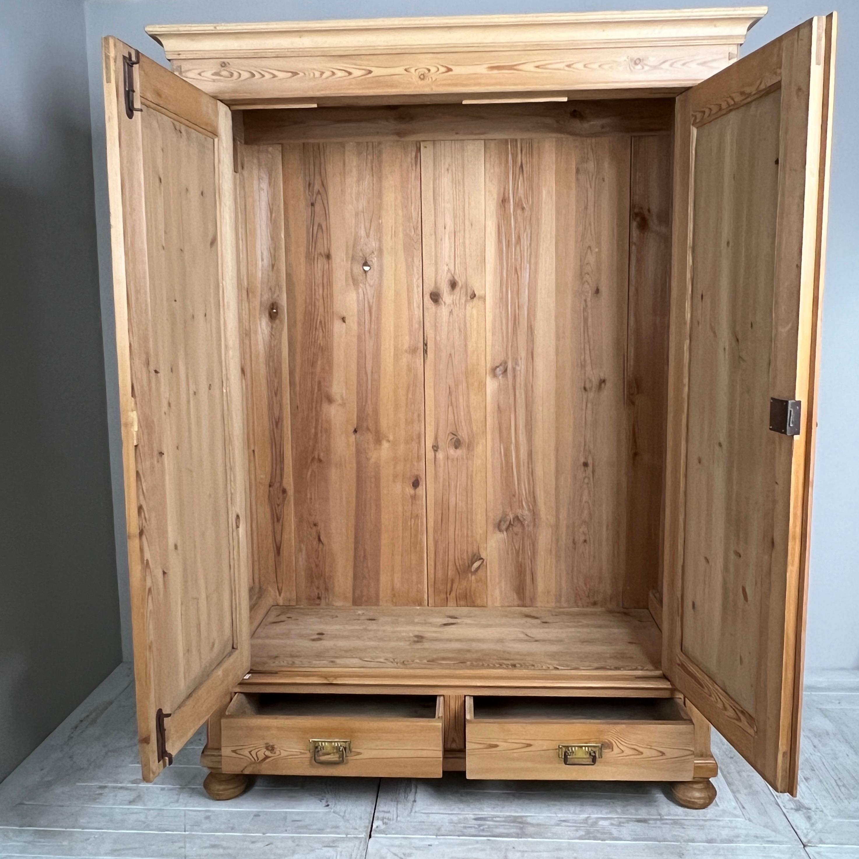Austrian Continental Pine Art Nouveau Knockdown Wardrobe