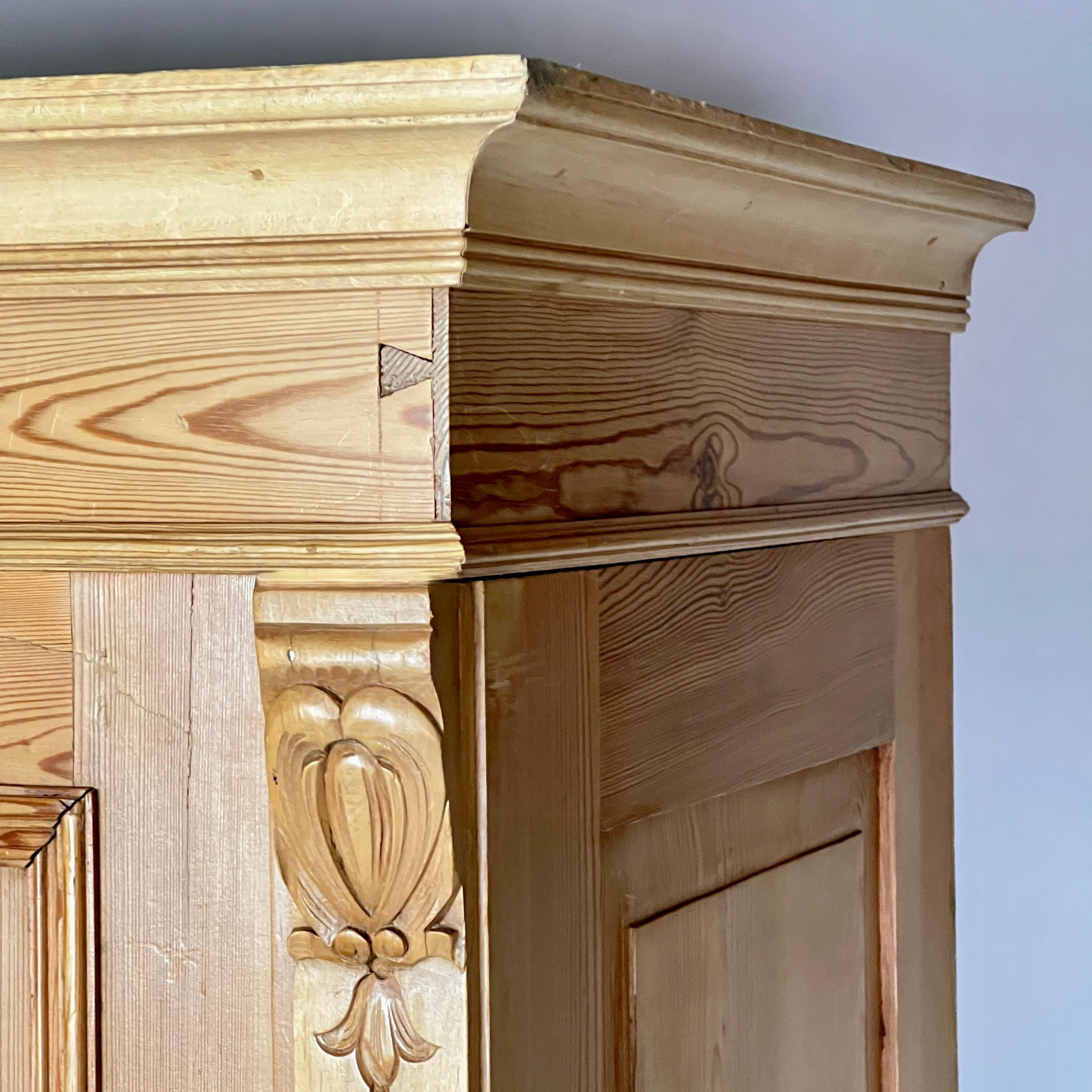 Early 20th Century Continental Pine Art Nouveau Knockdown Wardrobe
