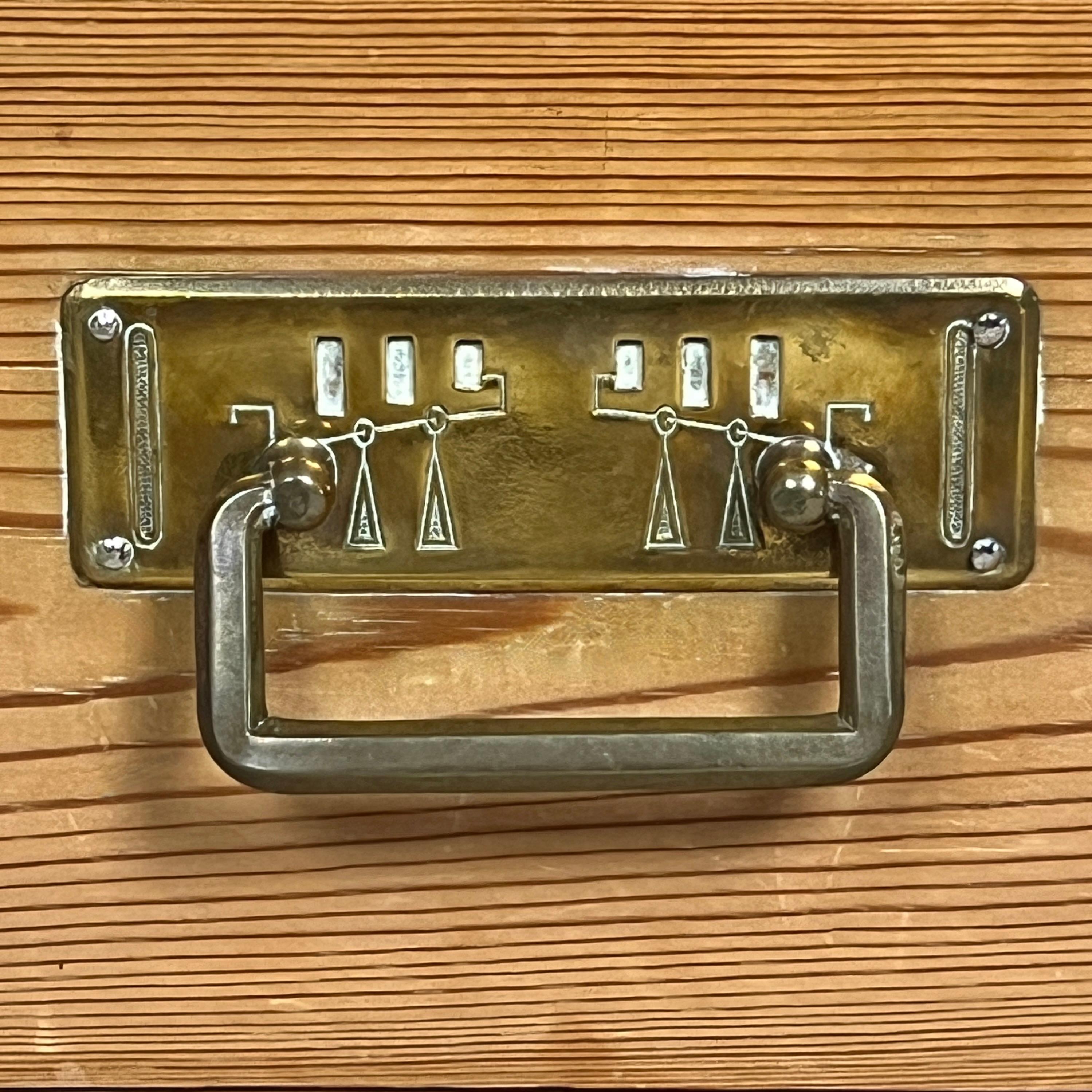 Brass Continental Pine Art Nouveau Knockdown Wardrobe