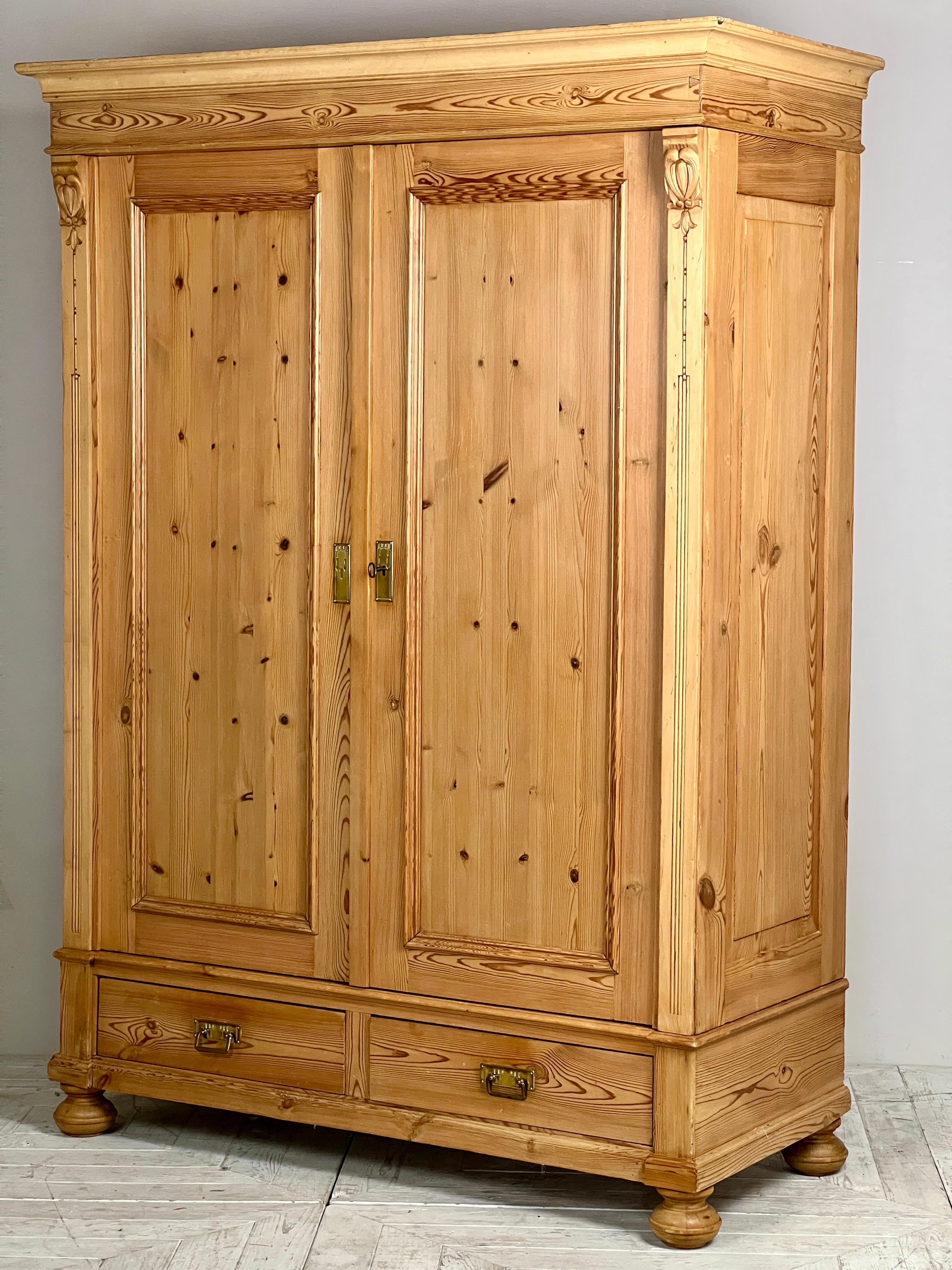 Continental Pine Art Nouveau Knockdown Wardrobe 2