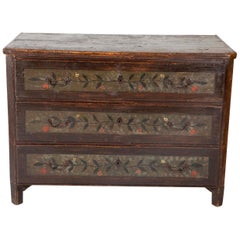 Antique Continental Pine Chest with Poly-Chrome Decoration