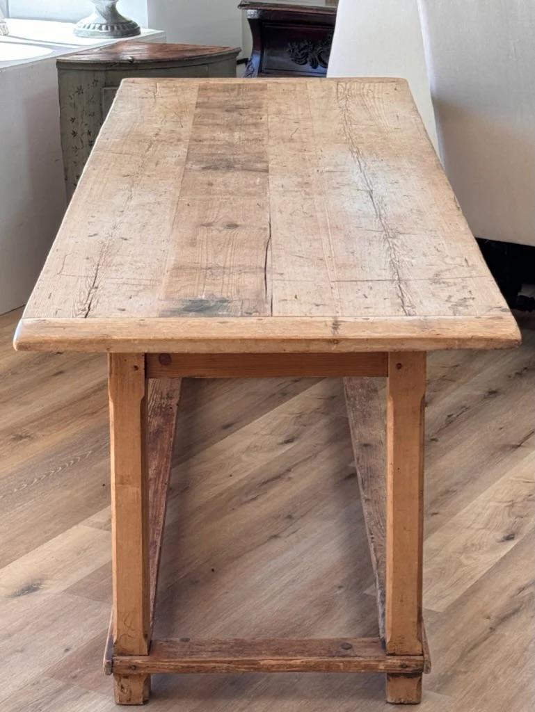 British Continental Pine Farm Table, Late 19th Century For Sale