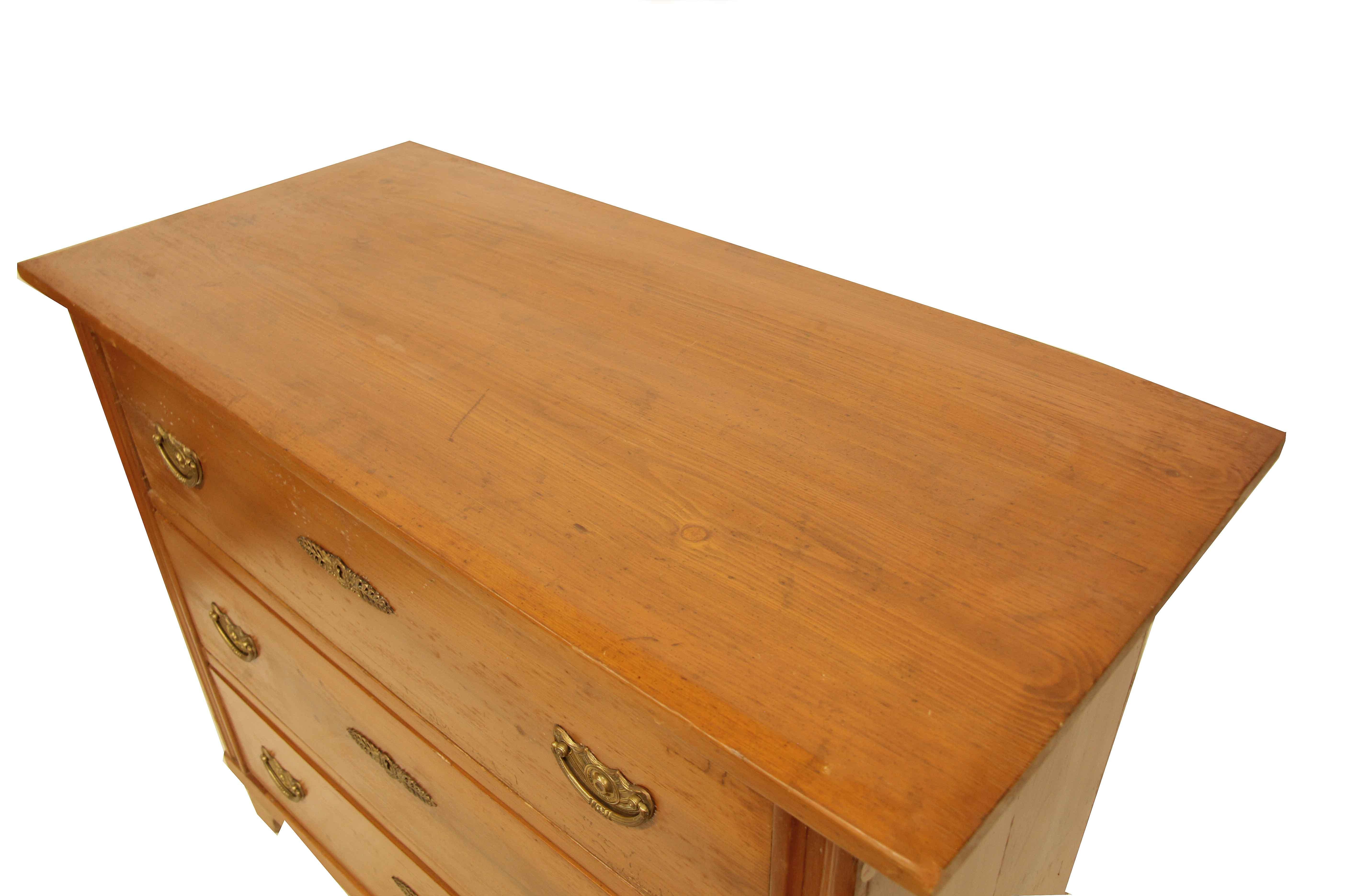 Mid-19th Century Continental Pine Three Drawer Chest For Sale