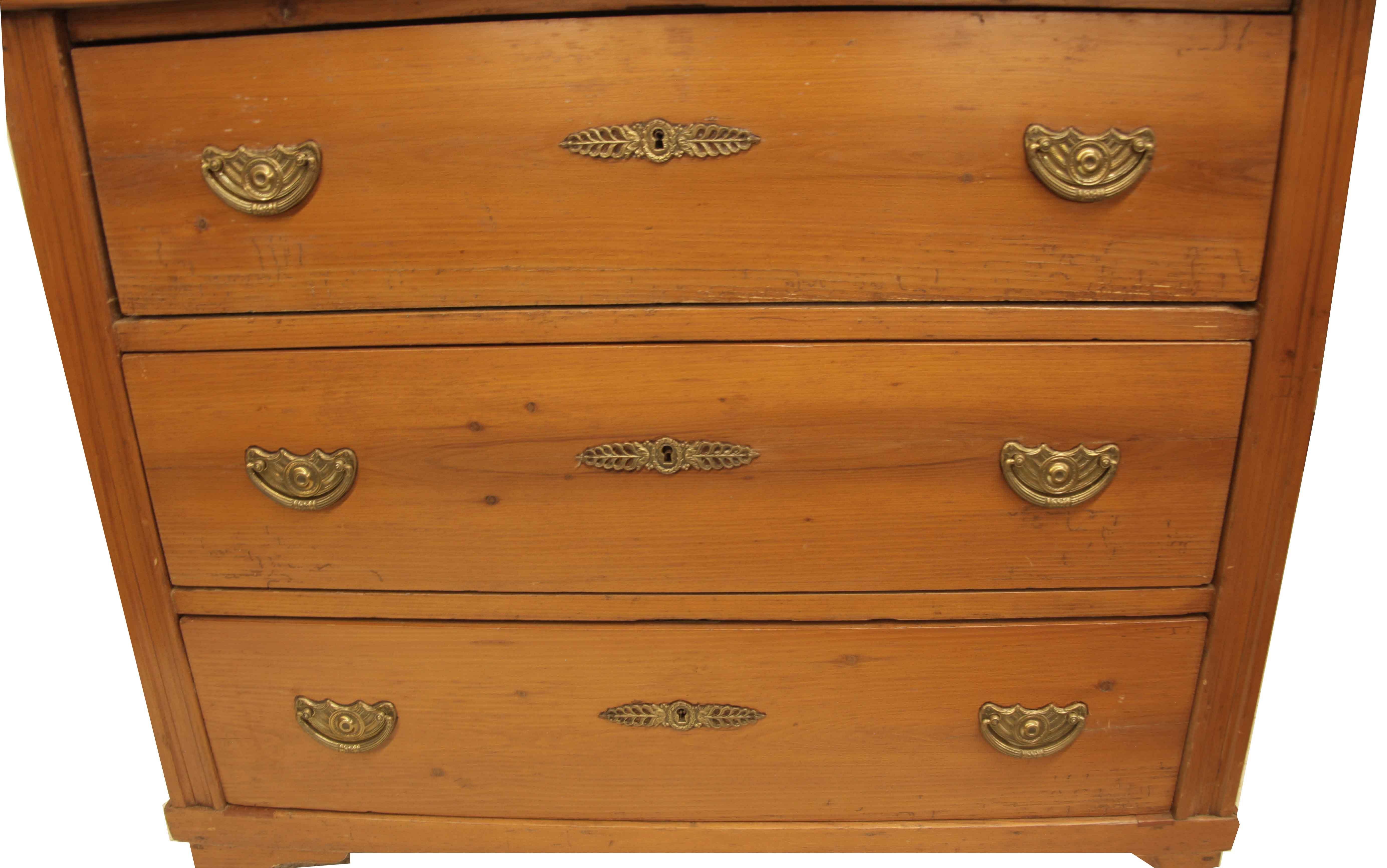 Continental Pine Three Drawer Chest For Sale 1