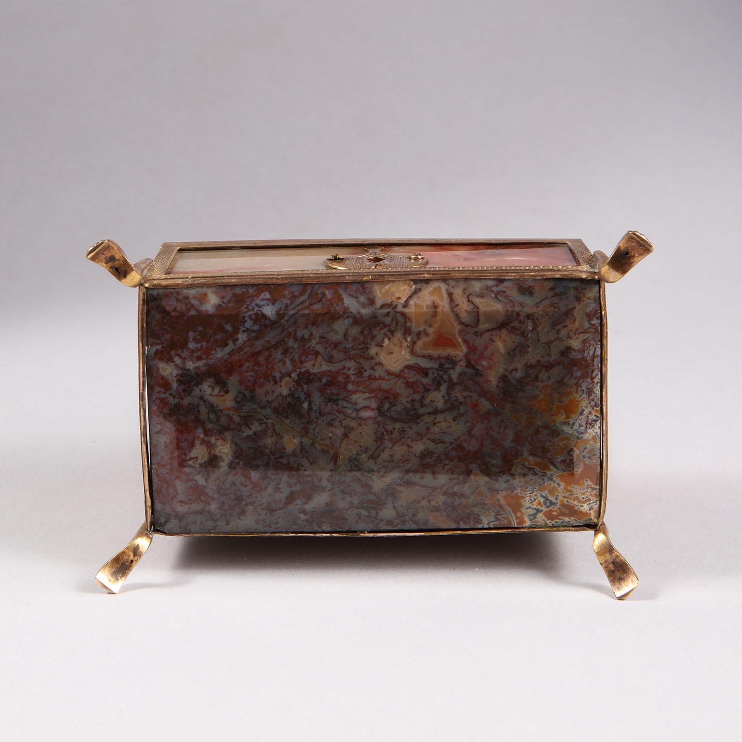 19th Century Burnished Agate and Gold Plated Metal Casket 2