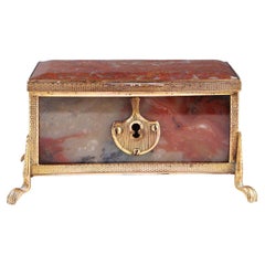 19th Century Burnished Agate and Gold Plated Metal Casket