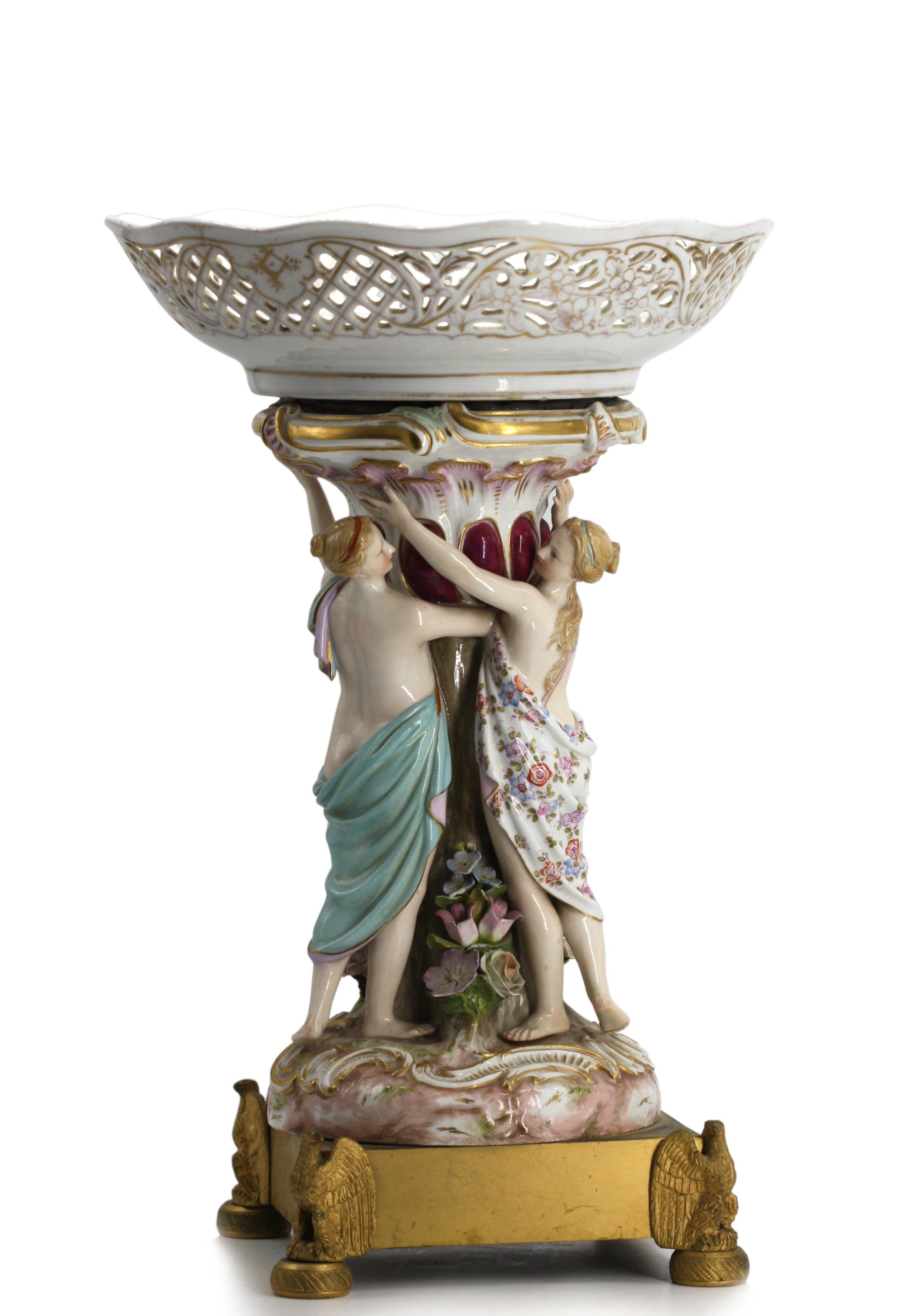 Continental Porcelain Figural Centerpiece No visible marks. Circa 1900 For Sale 6