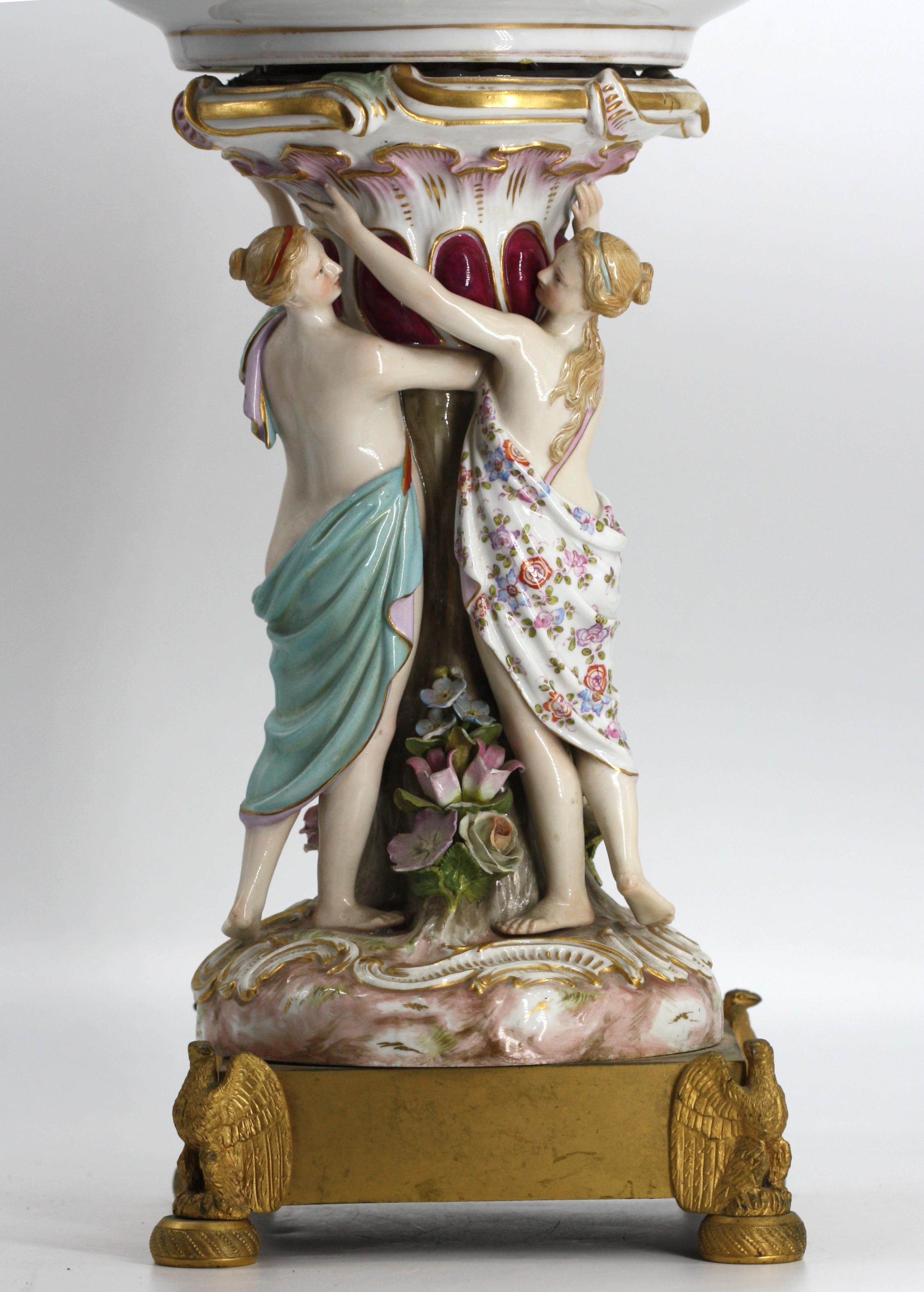 Continental Porcelain Figural Centerpiece No visible marks. Circa 1900 For Sale 3