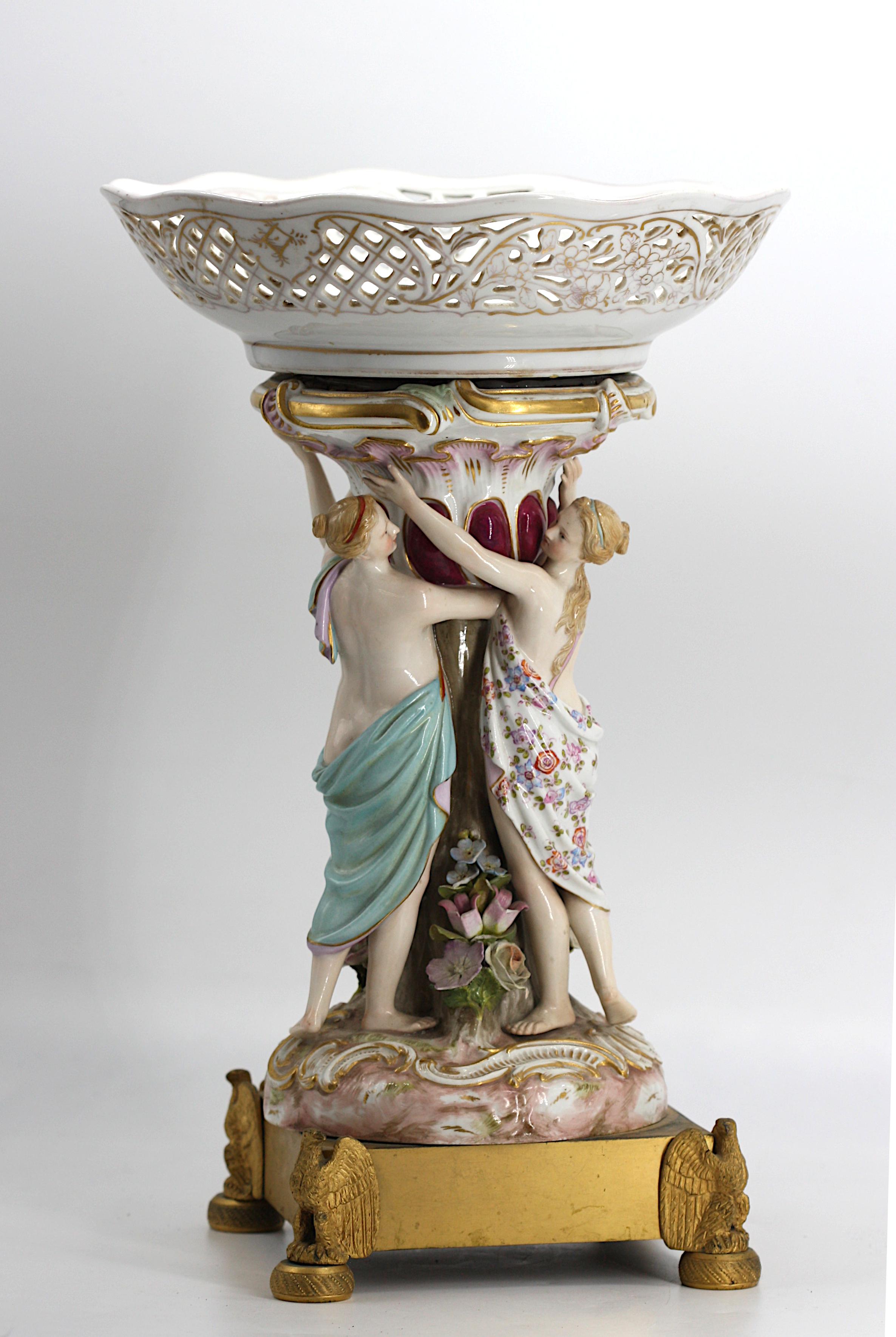 Continental Porcelain Figural Centerpiece No visible marks. Circa 1900 For Sale 4