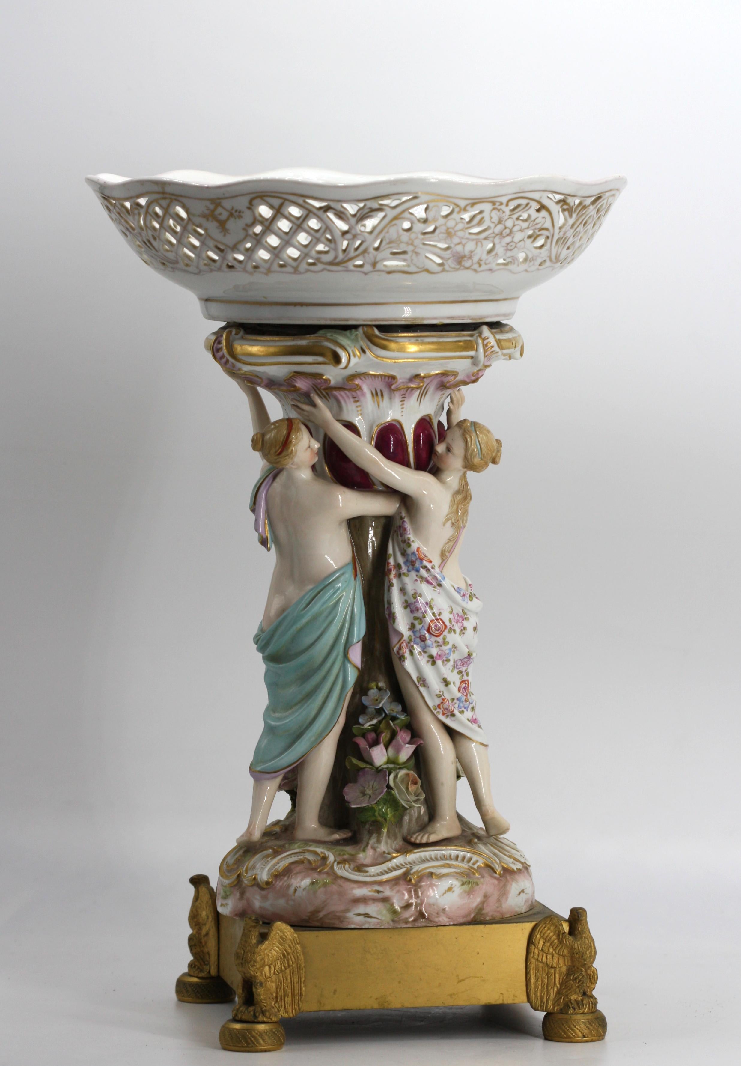 Continental Porcelain Figural Centerpiece No visible marks. Circa 1900 For Sale 5