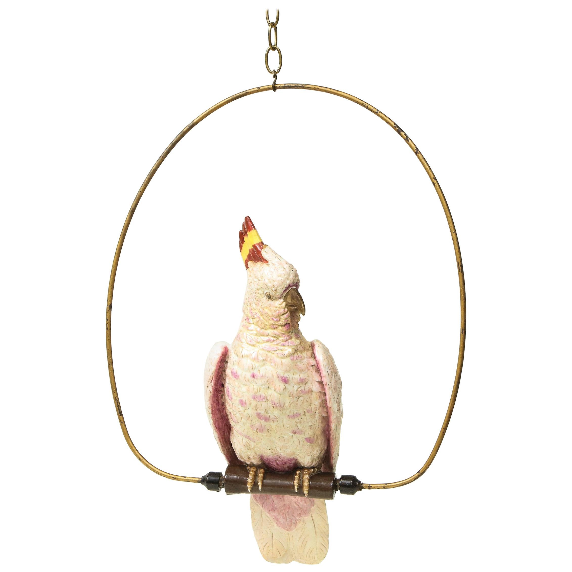 Continental Porcelain Model of a Major Mitchells Cockatoo with Ring