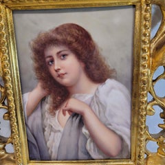 Continental Porcelain Plaque of a Young Beauty, 19C