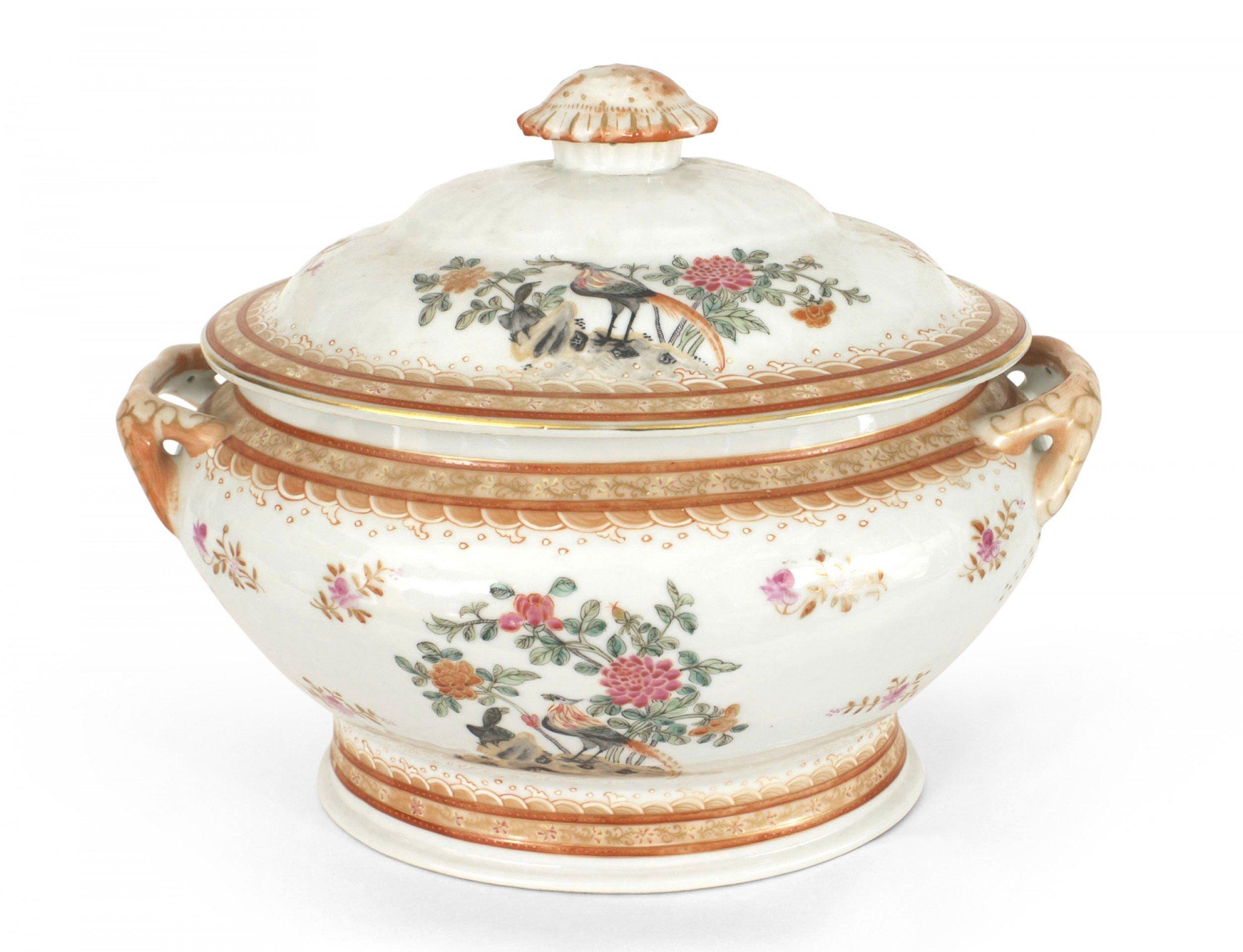 Chinese Export Continental Porcelain Soup Tureen For Sale