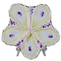 Continental Porcelain Star Shaped Hand-Painted Violets Floral Oyster Plate