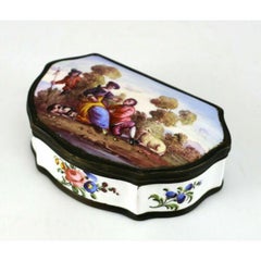 Continental Porcelain Trinket Box W/ Patinated Bronze Hinges, 18th-19th Century