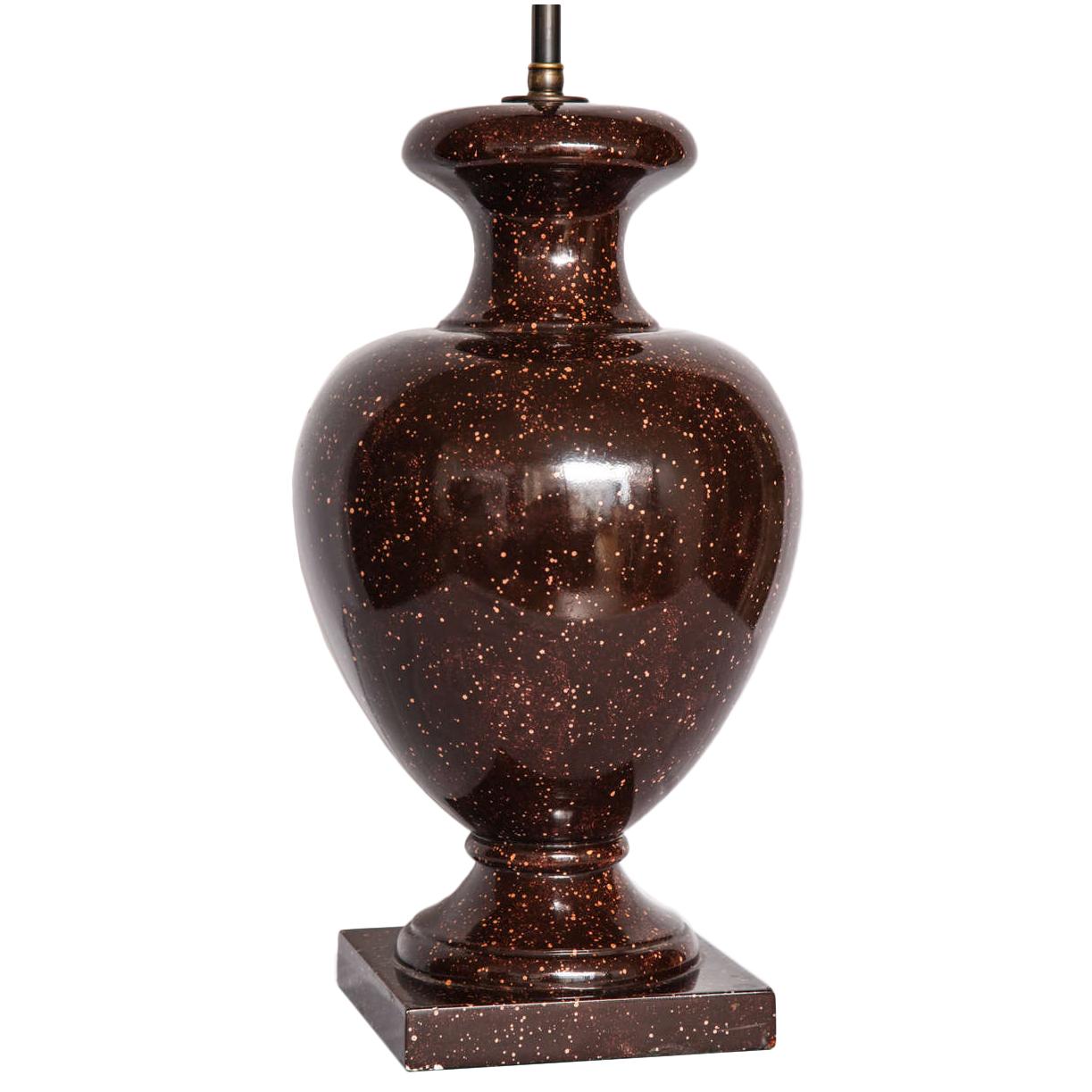 Continental Faux Porphyry Lamp For Sale