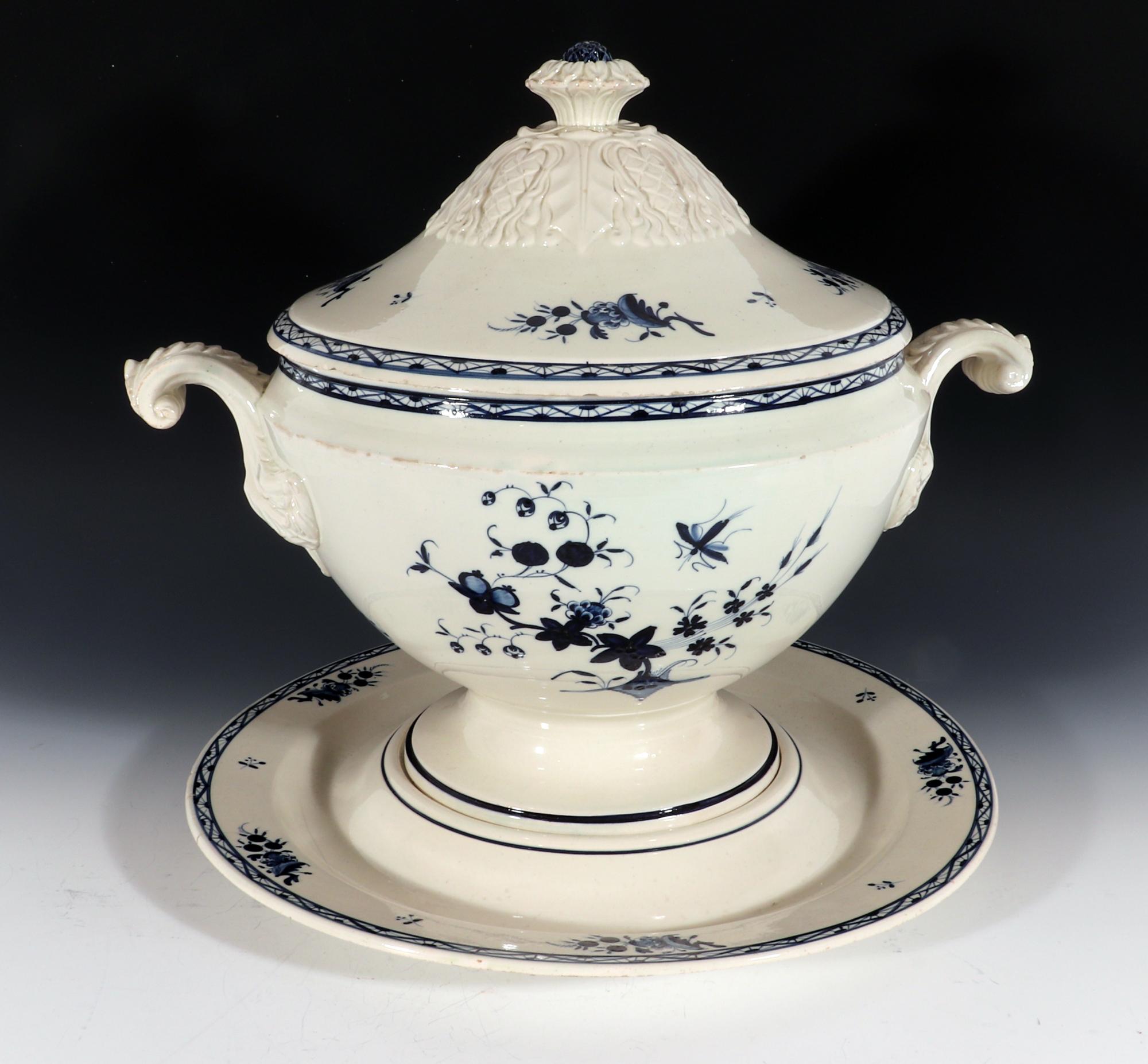 Charles X Continental Pottery Large Chinoiserie Soup Tureen, Cover & Stand, Nimy Factory For Sale