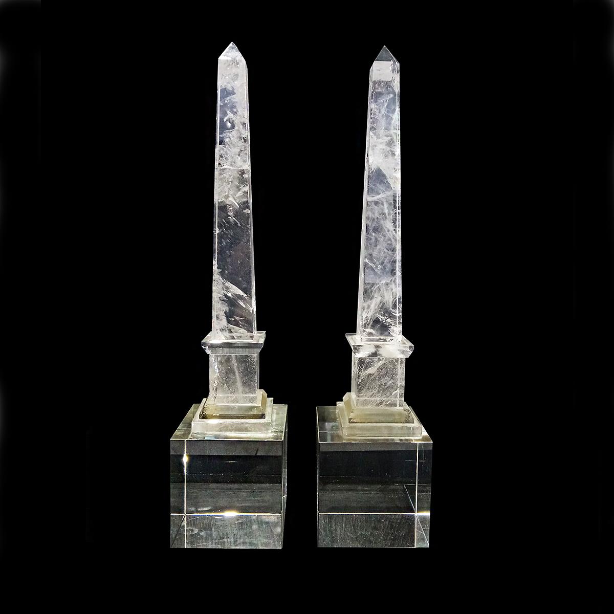Continental Rock Crystal Obelisks, Pair For Sale 7