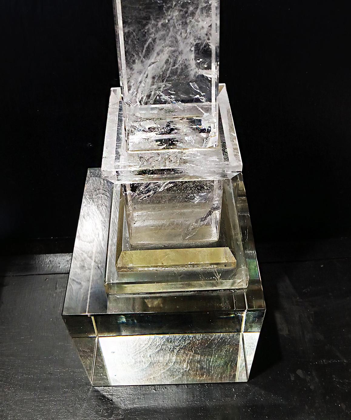 Late 19th Century Continental Rock Crystal Obelisks, Pair For Sale