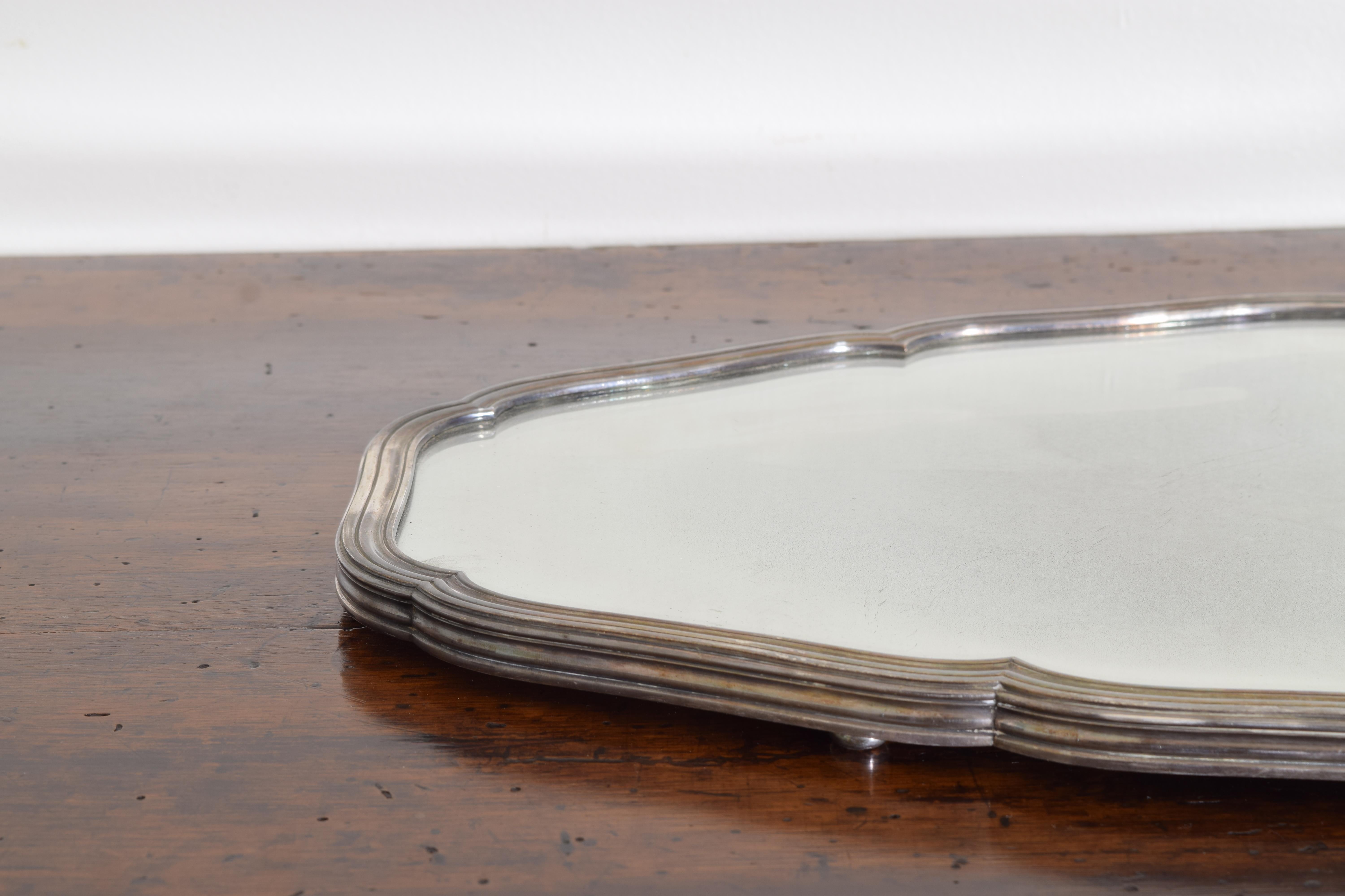 Continental Rococo Style Silver Plate & Mirrored Plateau, early 20th century For Sale 1