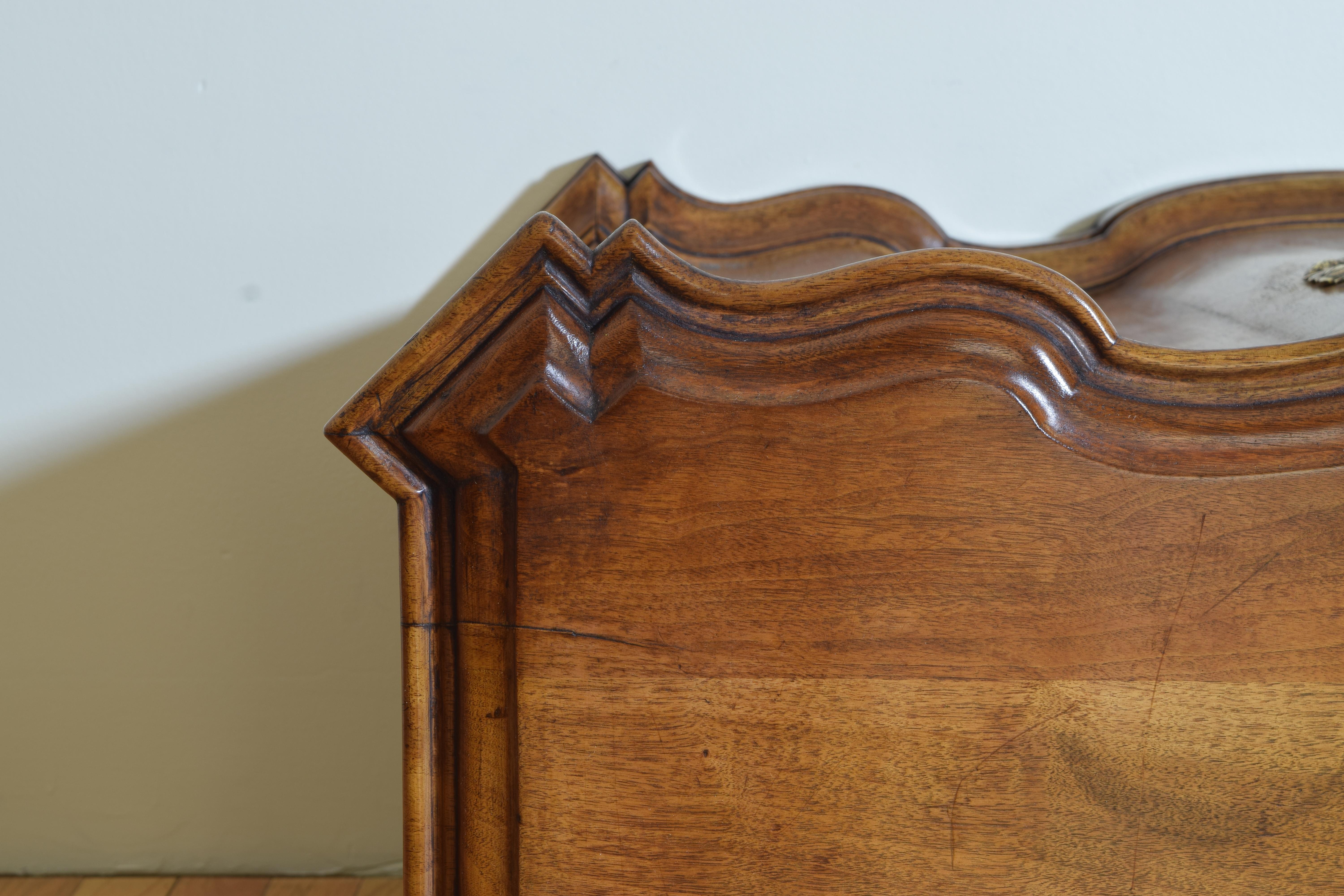 Continental Rococo Style Walnut Serpentine Front 2-Door Cabinet, Early 20th Cen 6