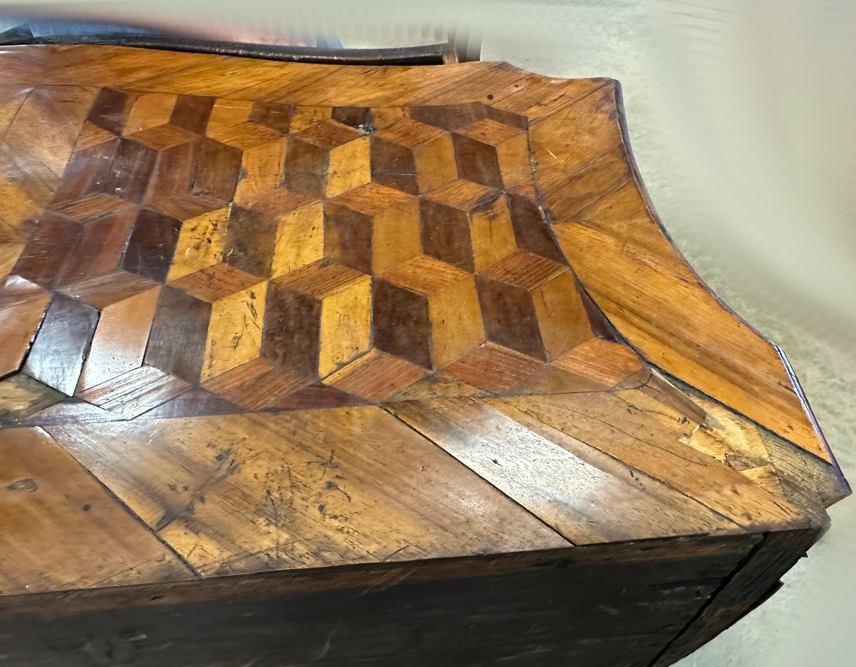 Wood Continental Rococo Walnut Parquetry Chest on Stand For Sale