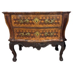 Continental Rococo Walnut Parquetry Chest on Stand