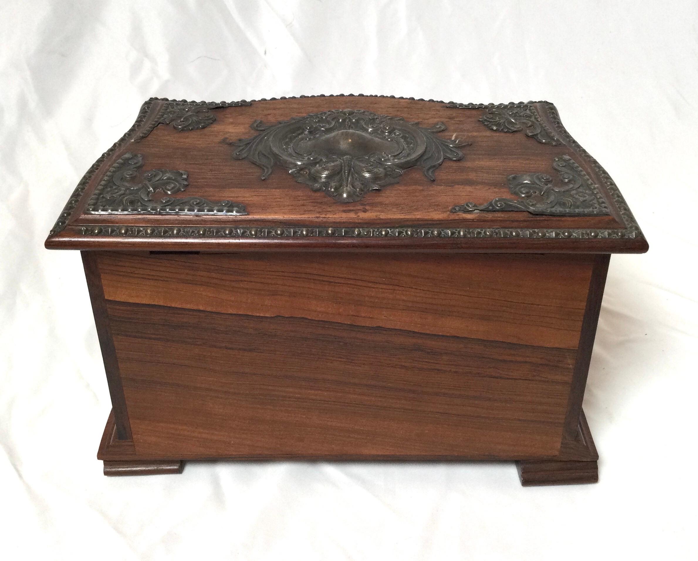 Continental Rosewood Miniature Chest Jewelry Box For Sale 1