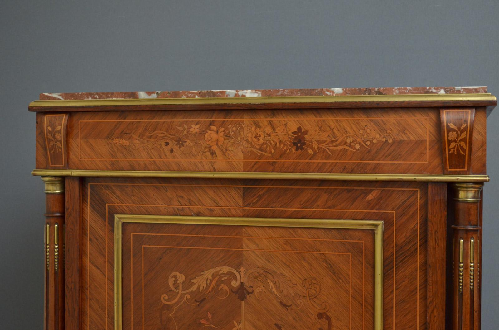 Late Victorian Continental Rosewood Sideboard, Side Cabinet
