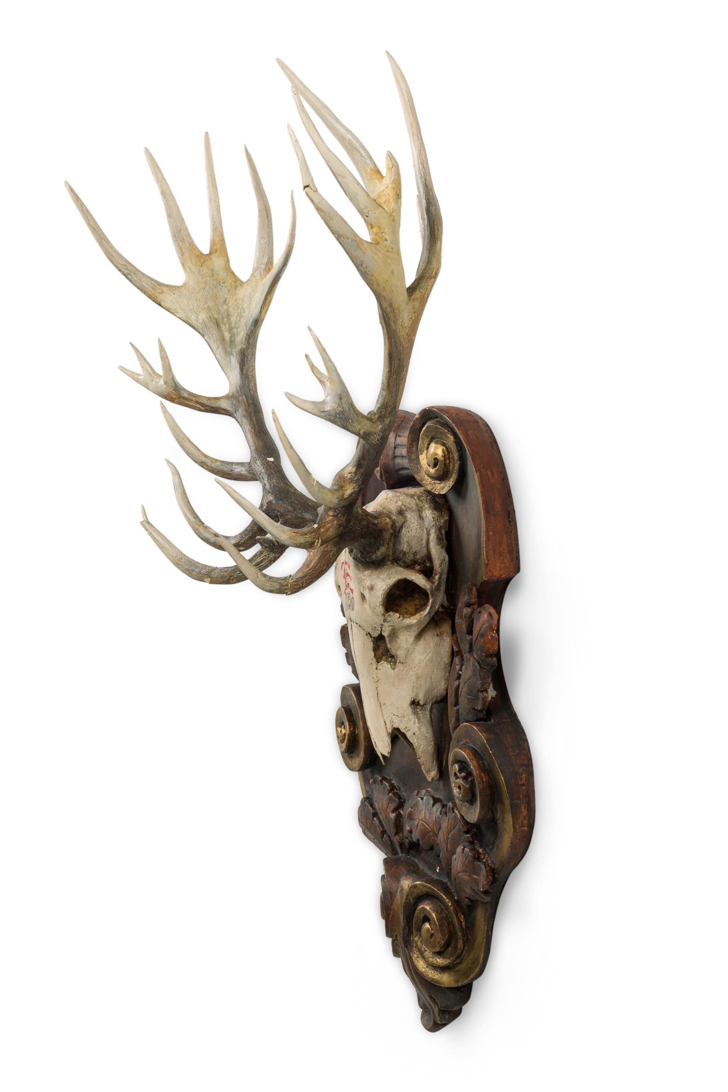 Rustic Continental elk head with Red painted 