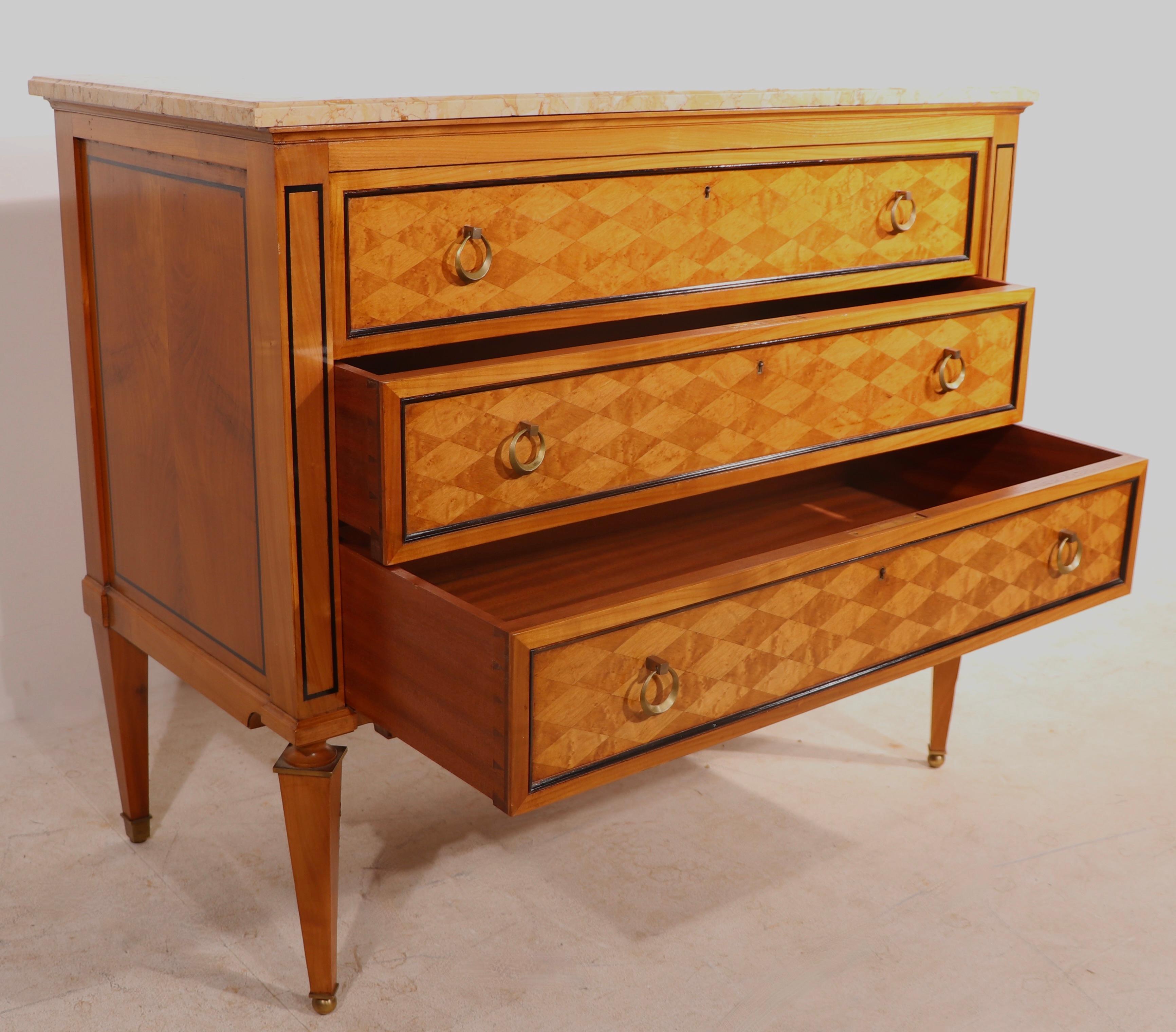 Continental Satinwood Brass and Marble Commode ca. 20th C probably Italian Made For Sale 2