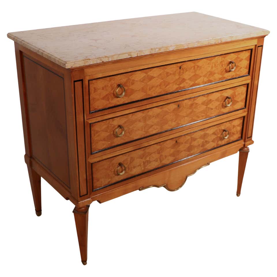 Antique Marble-Top Commode with Paint Decoration For Sale at 1stDibs