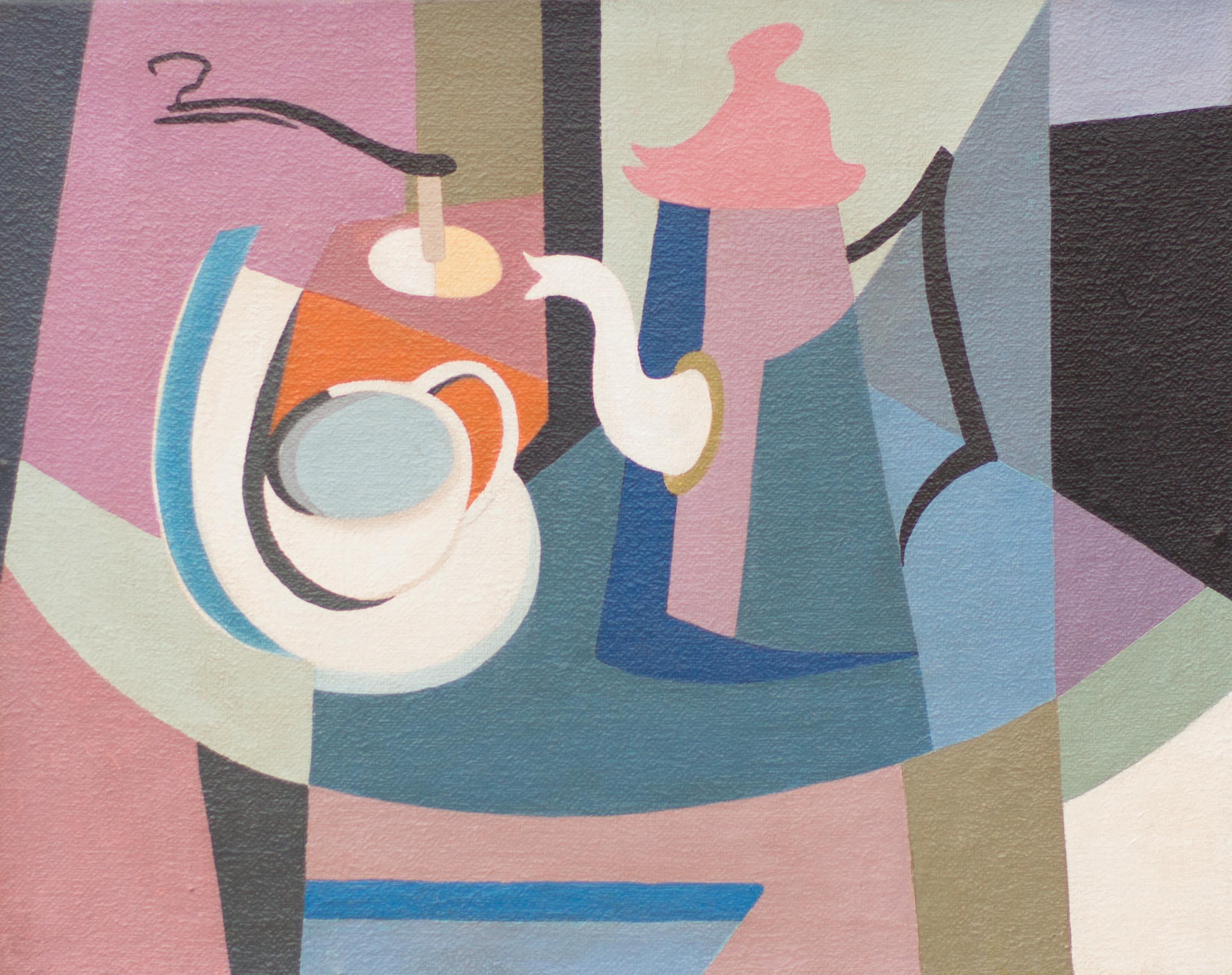 Cubist School Still Life - Painting by Unknown