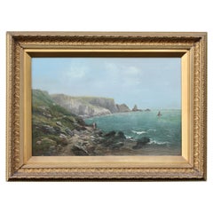 Antique  Continental School, Seascape, Oil on Canvas Gallery Label John Britnell