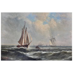 Continental School 19th Century "Ships in A Stormy Sea"