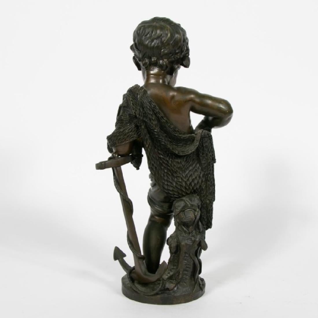 French Continental School Bronze Figure of a Boy Fishing For Sale