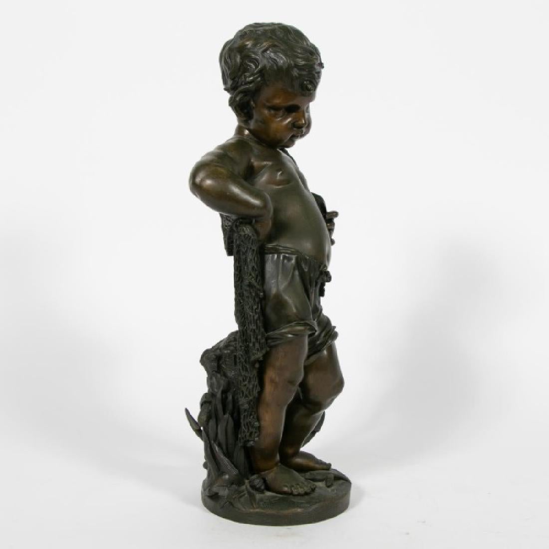 Cast Continental School Bronze Figure of a Boy Fishing For Sale