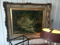 Paysage forestier avec personnage de l'école continentale de la fin du XIXe siècle