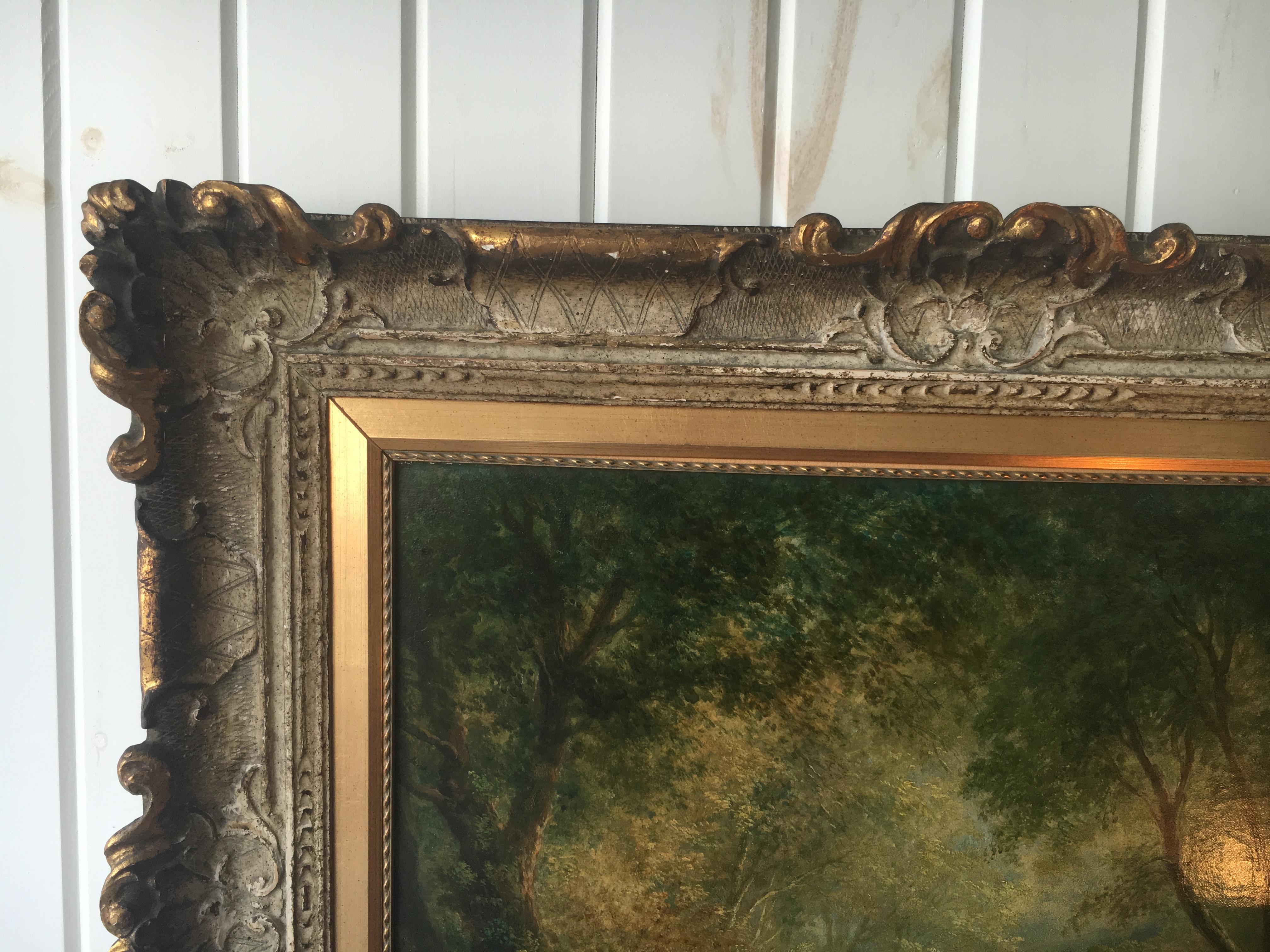 19th Century Continental School 'Late 19th century' Forest Landscape with Figure For Sale