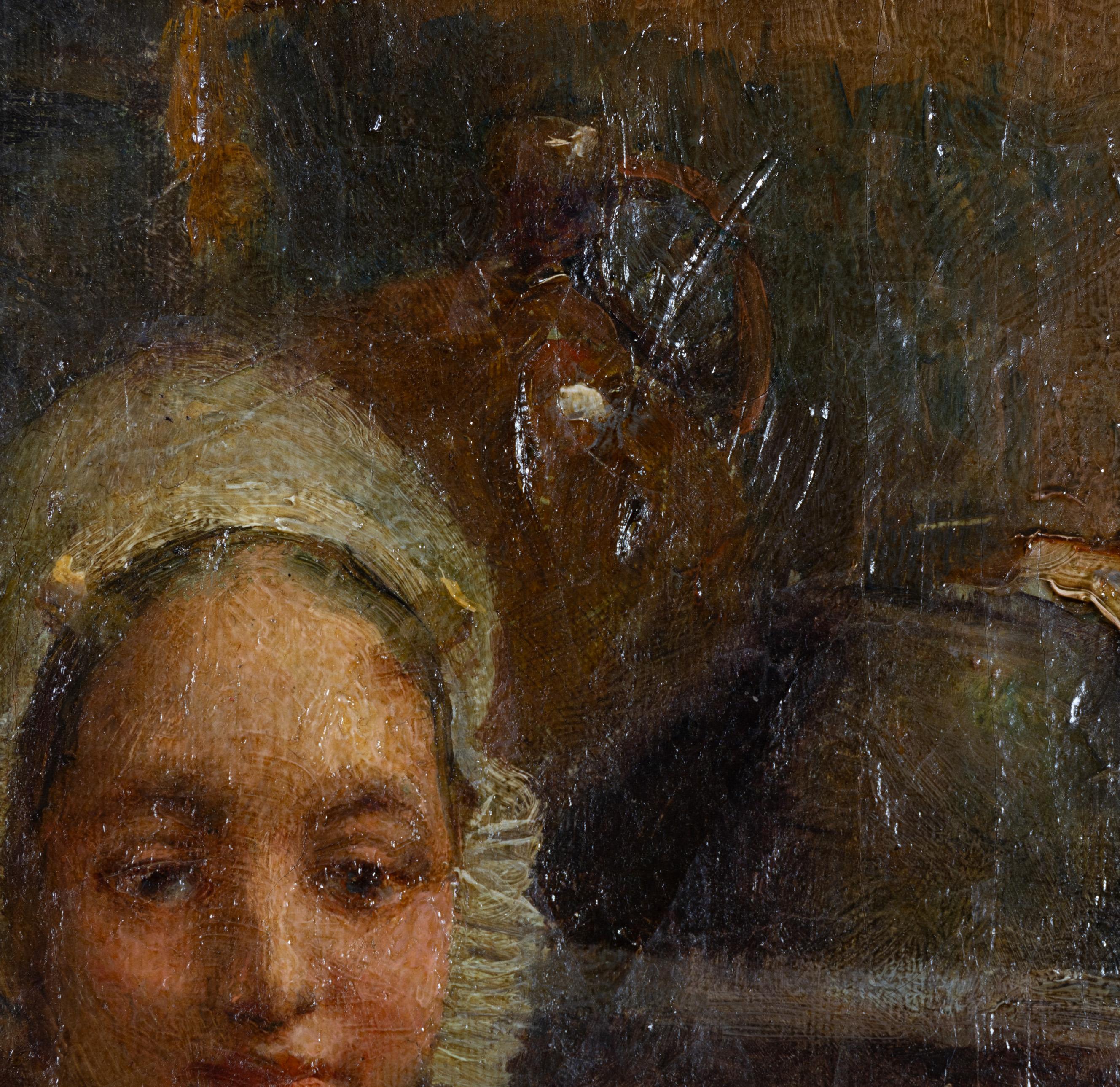 Continental School, Ende 19. Jahrhundert Öl auf Leinwand - Zwei Frauen mit Kohlköpfen im Angebot 3