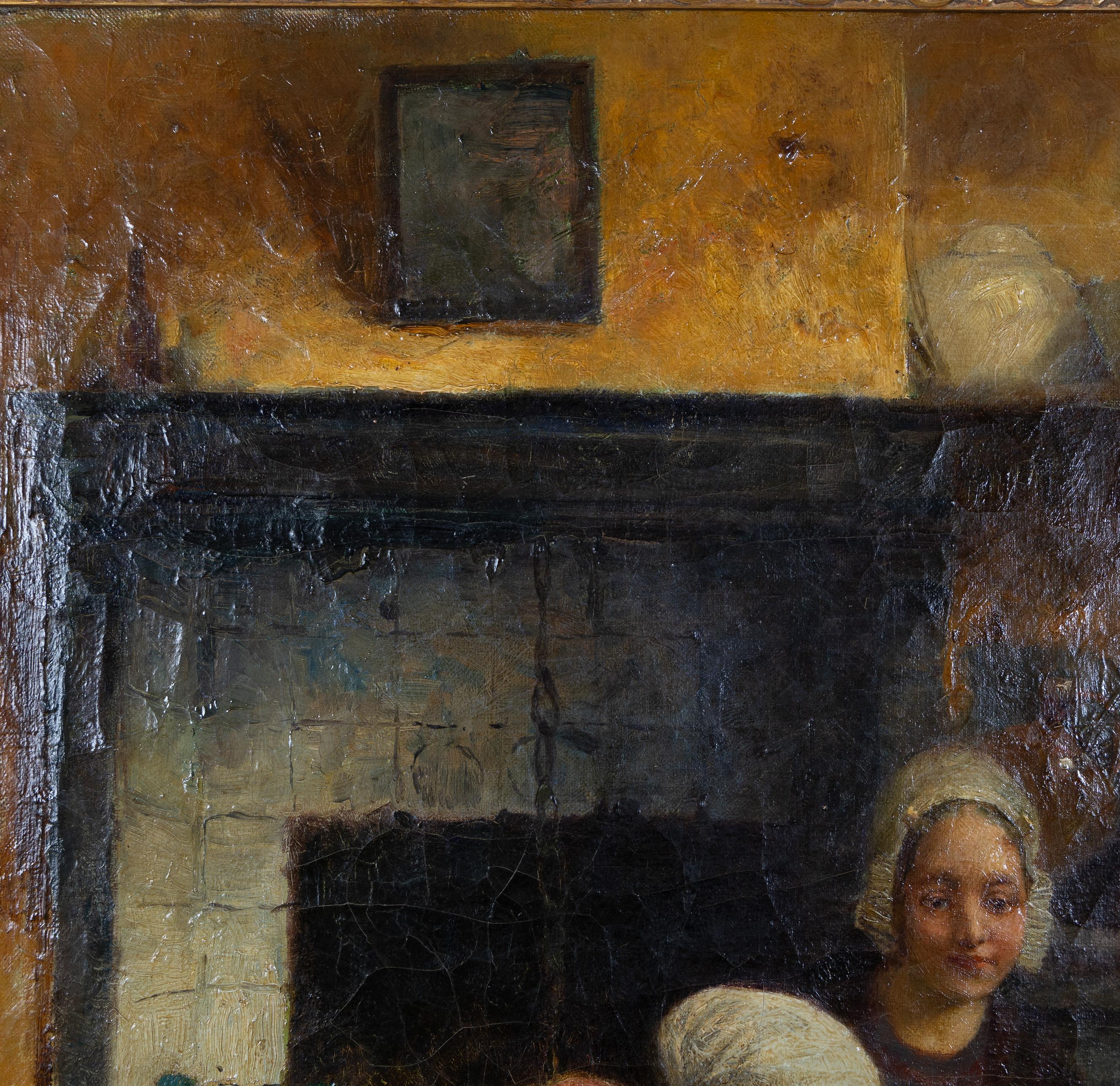 Continental School, Ende 19. Jahrhundert Öl auf Leinwand - Zwei Frauen mit Kohlköpfen im Angebot 4